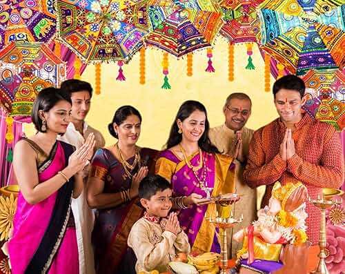 Caaerttply Indian Diwali Backdrop Pooja Decoration for Photography 10x8ft Vinyl India Traditional Puja Ganpati Mehndi Diwali Festival Photo Background Wedding Decoration Marigold Garland Banner Props - Image 7