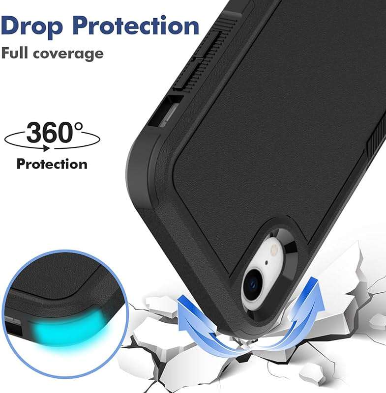 for iPhone XR Case: Dual Layer Protective Heavy Duty Cell Phone Case Shockproof Rugged Bumper Tough with Screen Protector - 16ft Military Grade Drop Tested for Appple iPhone XR (6.1 inch), Black - Image 3