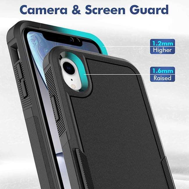 for iPhone XR Case: Dual Layer Protective Heavy Duty Cell Phone Case Shockproof Rugged Bumper Tough with Screen Protector - 16ft Military Grade Drop Tested for Appple iPhone XR (6.1 inch), Black - Image 4