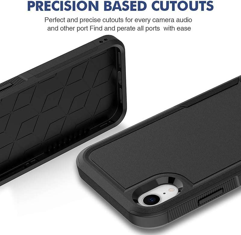 for iPhone XR Case: Dual Layer Protective Heavy Duty Cell Phone Case Shockproof Rugged Bumper Tough with Screen Protector - 16ft Military Grade Drop Tested for Appple iPhone XR (6.1 inch), Black - Image 6