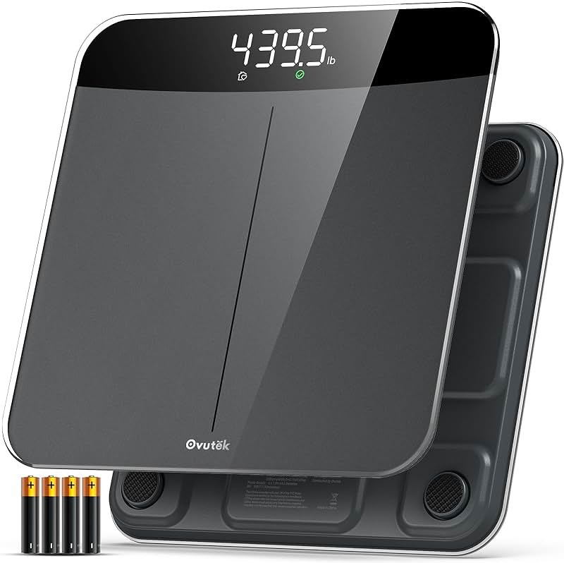 Ovutek Bathroom Scales Digital Weight, Topnotch Quality 450lb Weight Scale, Most Accurate to 0.05lb, Automatic Weighing Scale for Body Weight, Baby, Pet, Larger LED, Sturdy and Durable Base Machine - Product Image