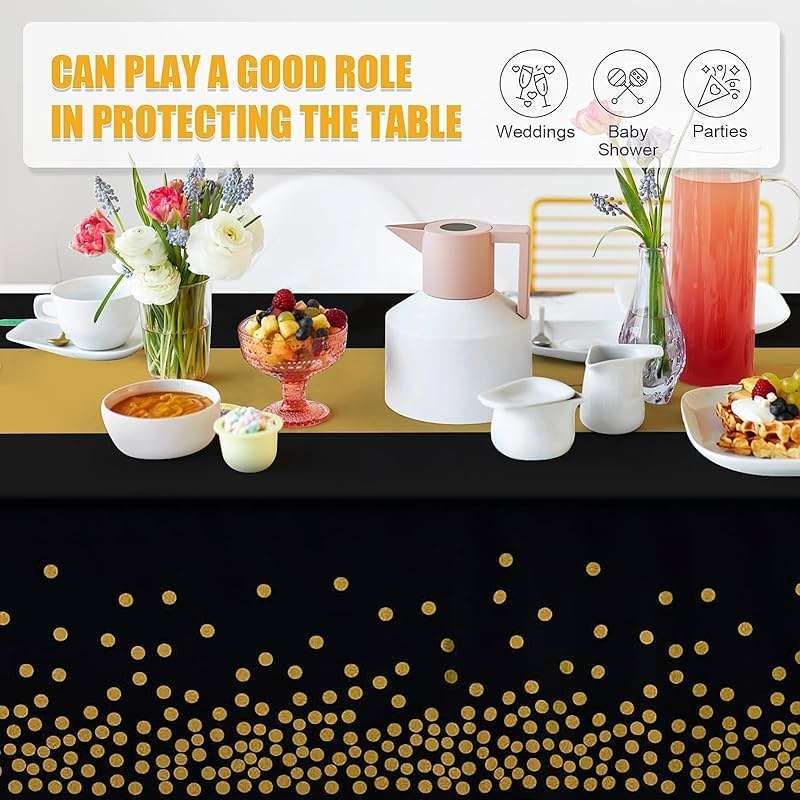 Childom 3 Pack Graduation Tablecloth,Graduation Decorations Class of 2026 Graduation Party Decorations,54"x108" Black and Gold Plastic Table Cloth Disposable for Home,School,Birthday,Wedding,Parties - Image 4