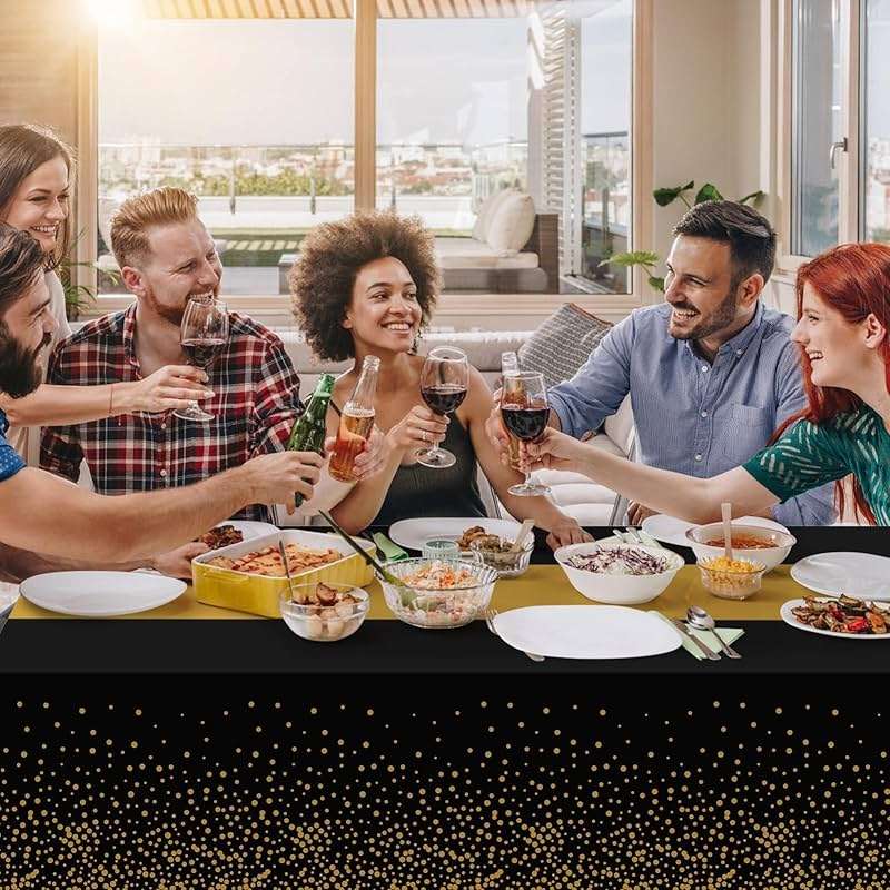 Childom 3 Pack Graduation Tablecloth,Graduation Decorations Class of 2026 Graduation Party Decorations,54"x108" Black and Gold Plastic Table Cloth Disposable for Home,School,Birthday,Wedding,Parties - Image 5