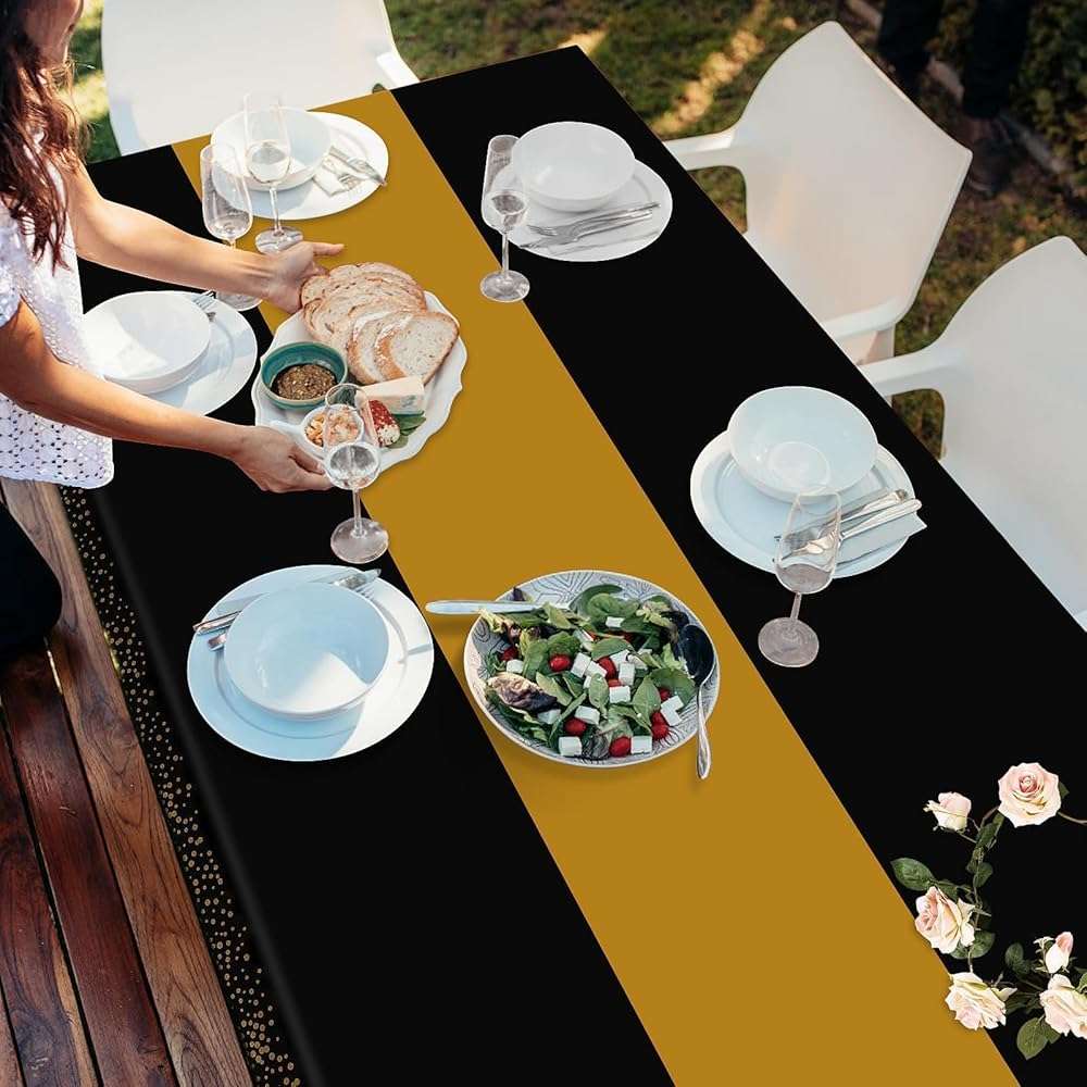 Childom 3 Pack Graduation Tablecloth,Graduation Decorations Class of 2026 Graduation Party Decorations,54"x108" Black and Gold Plastic Table Cloth Disposable for Home,School,Birthday,Wedding,Parties - Image 6