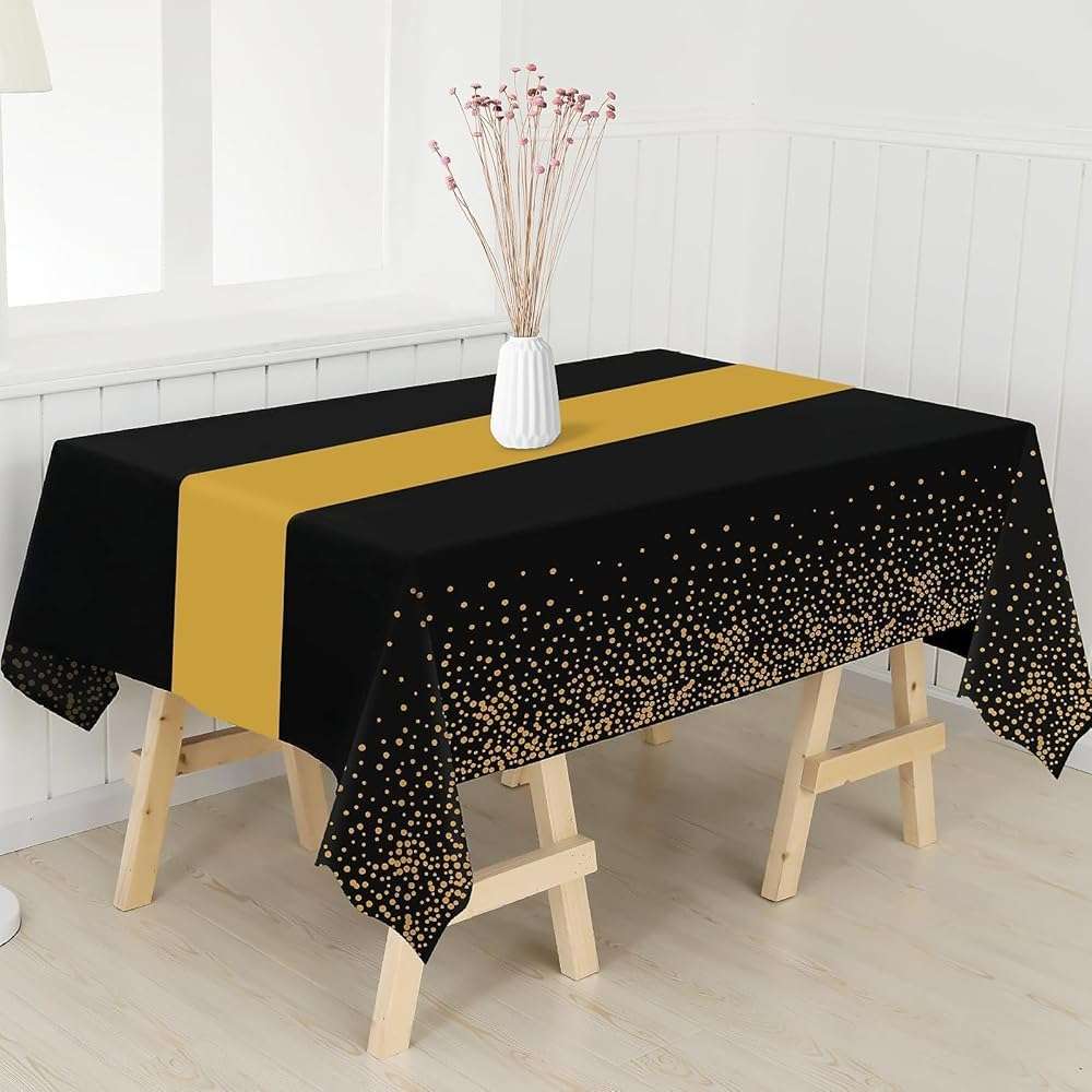 Childom 3 Pack Graduation Tablecloth,Graduation Decorations Class of 2026 Graduation Party Decorations,54"x108" Black and Gold Plastic Table Cloth Disposable for Home,School,Birthday,Wedding,Parties - Image 7