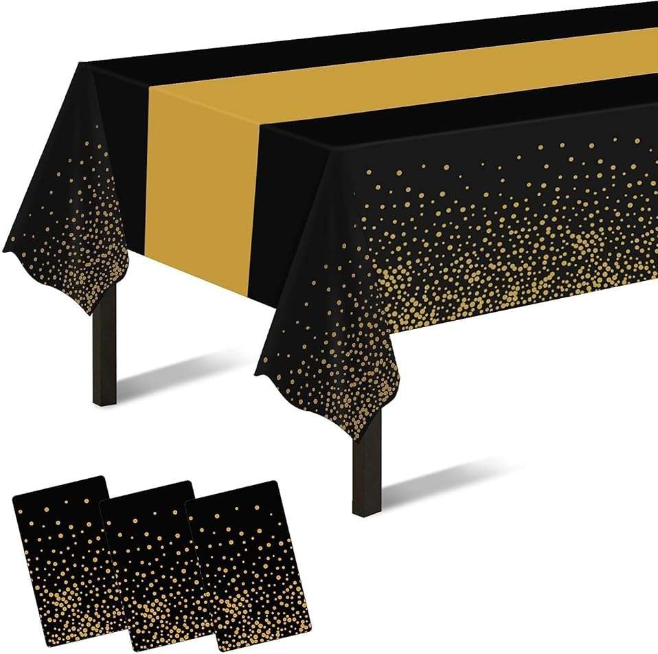 Childom 3 Pack Graduation Tablecloth,Graduation Decorations Class of 2026 Graduation Party Decorations,54"x108" Black and Gold Plastic Table Cloth Disposable for Home,School,Birthday,Wedding,Parties - Image 8