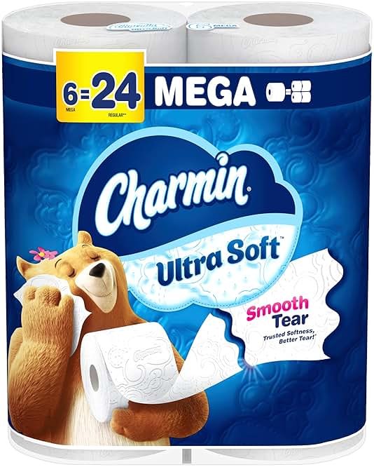 Charmin Ultra Soft Toilet Paper 6 Mega Rolls = 24 Regular Rolls - Product Image