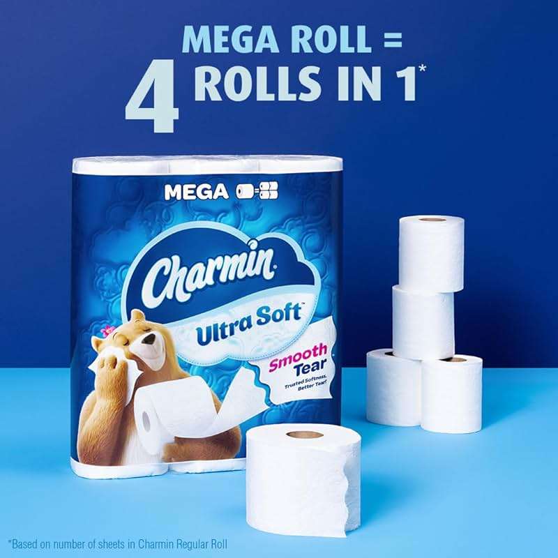 Charmin Ultra Soft Toilet Paper 6 Mega Rolls = 24 Regular Rolls - Image 6