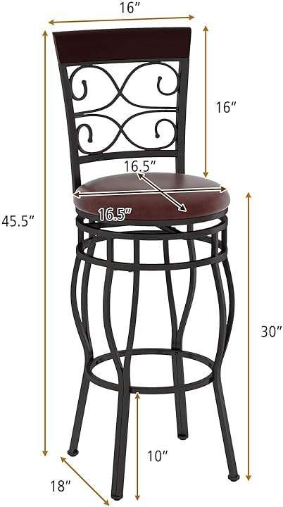Safeplus 30 Inches Bar Height Bar Stools Set of 2, 360 Degree Swivel Retro Tall Metal Barstools with Leather Padded Seat and Back for Bistro Dining Kitchen Room Pub Vintage Chairs - Image 3