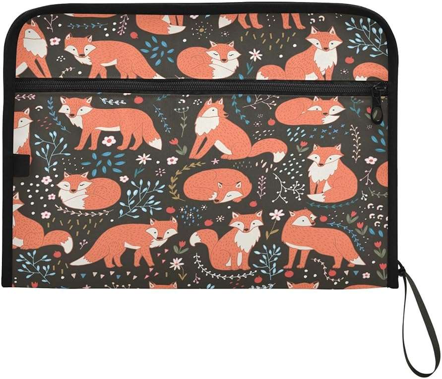 Quteprint 13 Pockets Expanding File Folder with Zipper Closure, Flower Leaves Animal Fox Accordion File Folder with Sticky Labels, Letter Size A4 Papers Expandable File Document Organizer - Image 7