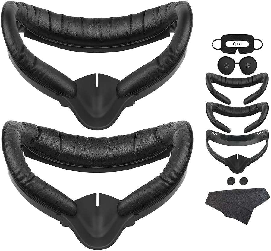 VR Facial Interface for Oculus Quest 2 Face Pad Replacement, 2PCS PU Leather Foam Cushion Pad for Meta Quest 2 with Vr Lens & Thumbstick Covers, 5PCS Disposable Eye Covers - Image 8