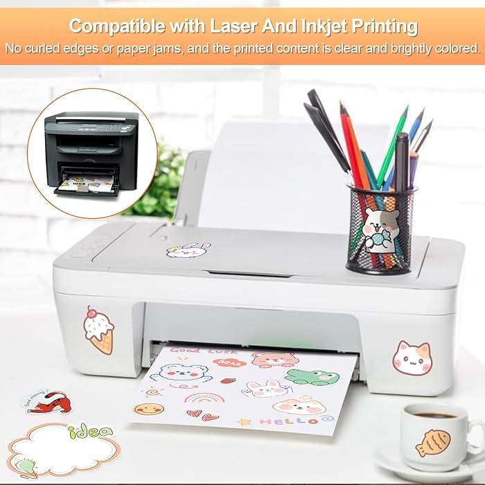 Printable Sticker Paper for Inkjet Printer, 40 Sheets 8.5"x11'' Matte Sticker Printer Paper Full Sheet Labels for Laser/Inkjet Printers, Letter Size - Image 4
