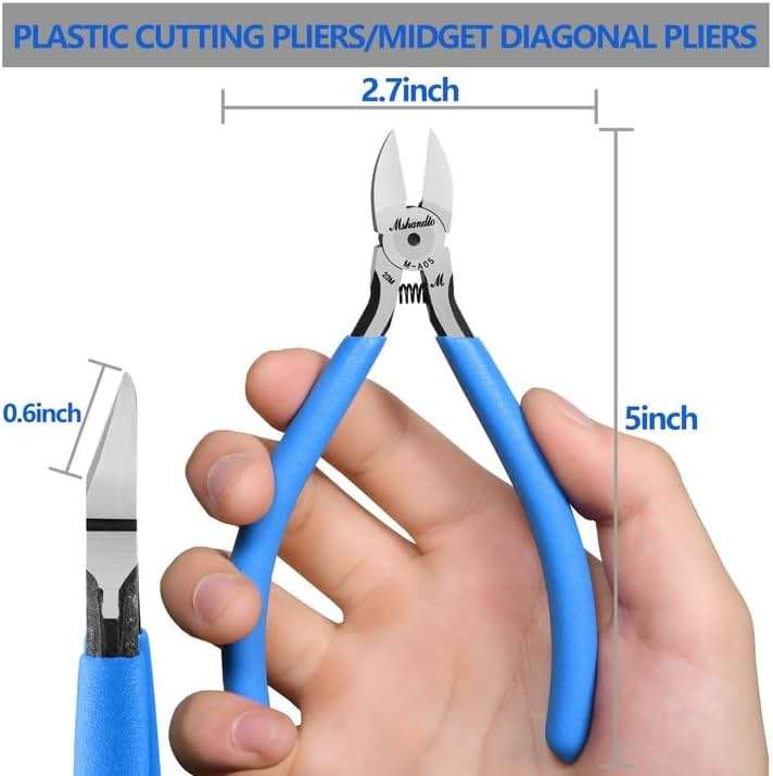 mshandto Wire Cutters 5" Flush Cutters for Electronic Component, CR-V Side Cutters for Crafting, Ultra-Sharp Diagonal Cutters, Flush Cut Pliers for Jewelry Making, Plastic, Soft Copper Wire (1 Pack) - Image 3