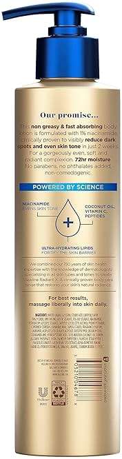 Vaseline Radiant X Even Tone Nourishing Body Lotion With 1% Niacinamide, Coconut Oil, Vitamin C, & Peptides 11 oz - Image 2