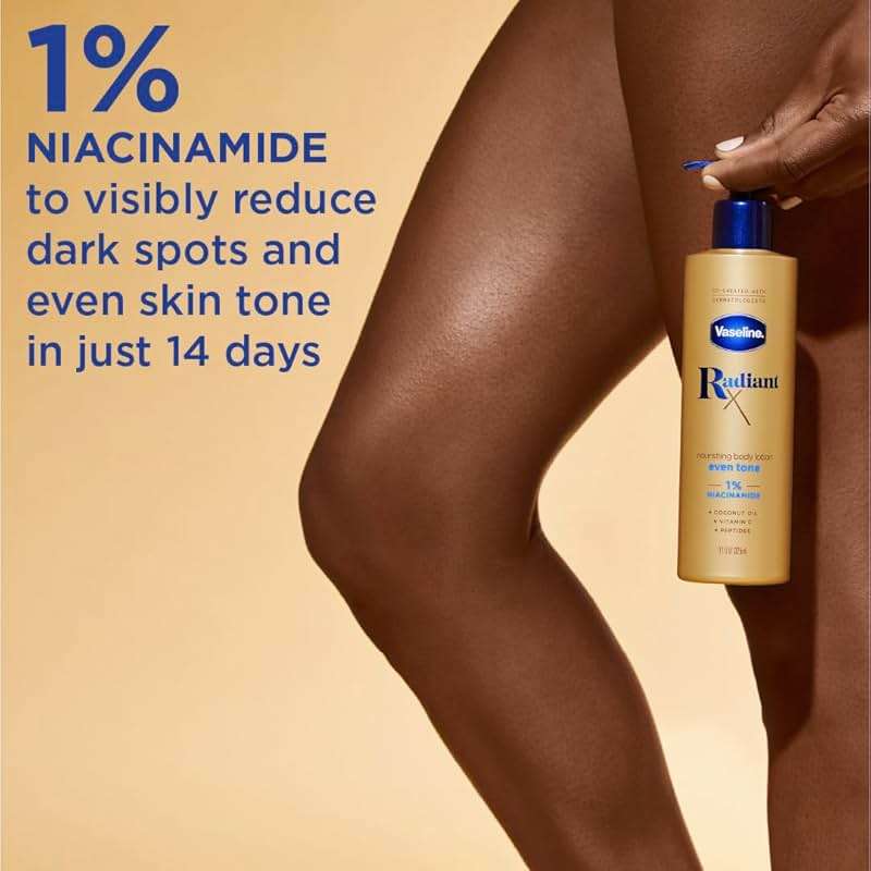 Vaseline Radiant X Even Tone Nourishing Body Lotion With 1% Niacinamide, Coconut Oil, Vitamin C, & Peptides 11 oz - Image 6