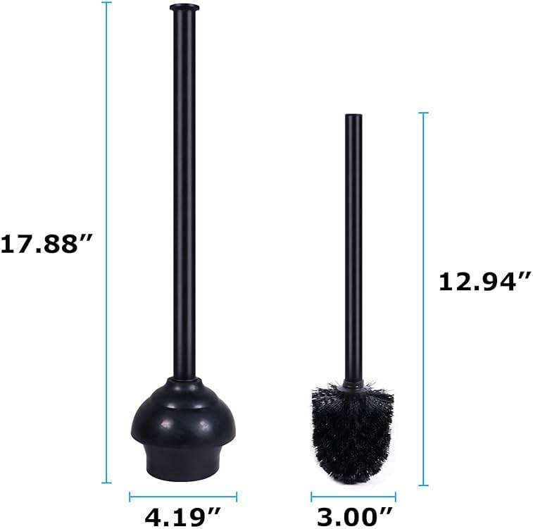 Blue Donuts Toilet Brush and Plunger Set with Holder, Sleek Minimalist Modern Black Bathroom Accessories Toilet Plunger and Toilet Bowl Brush Combo - Image 4