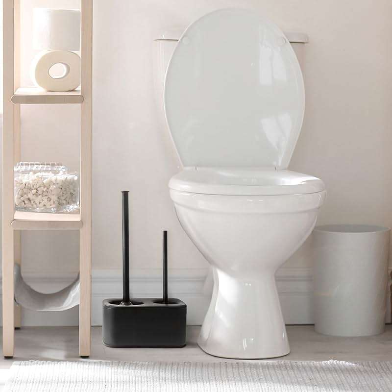 Blue Donuts Toilet Brush and Plunger Set with Holder, Sleek Minimalist Modern Black Bathroom Accessories Toilet Plunger and Toilet Bowl Brush Combo - Image 6