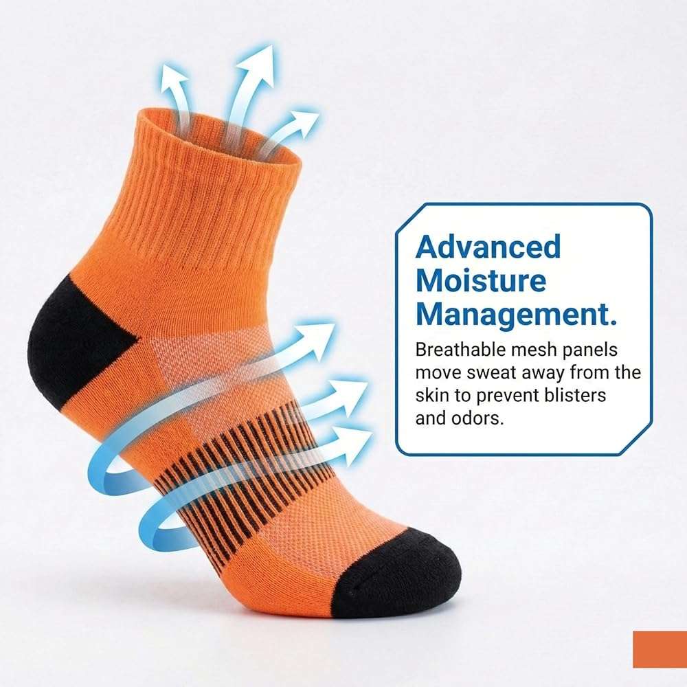 Tipi Toe Women's Athletic Quarter Socks - Cushioned Sole & Arch Support Mesh Ventilation Running Sports Colorful Sock 12-pack - Image 4