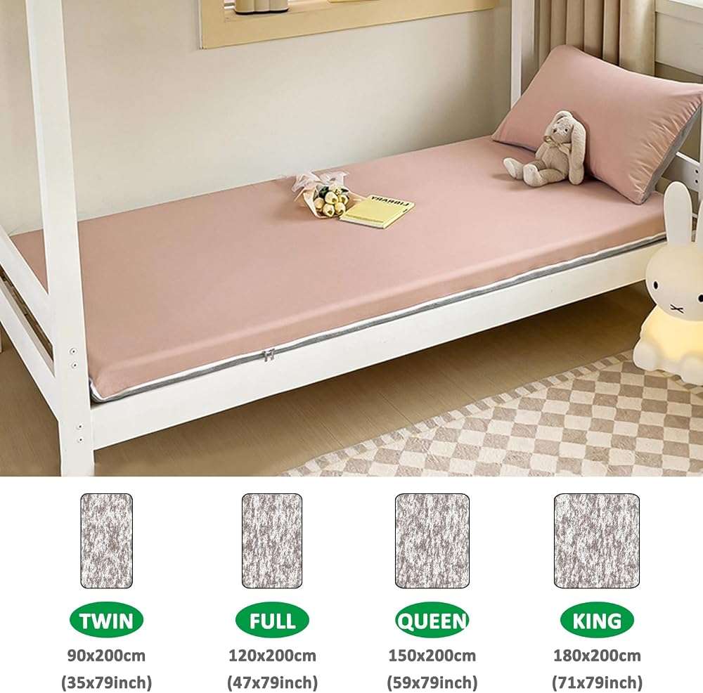 Japanese Floor Mattress Cover with Zipper,100% Cotton Cover for Traditional Shikibuton Futon Mattress, Futon Mattress Protective Cover,Reversible Washable,Pink2,Full/120x200cm - Image 6