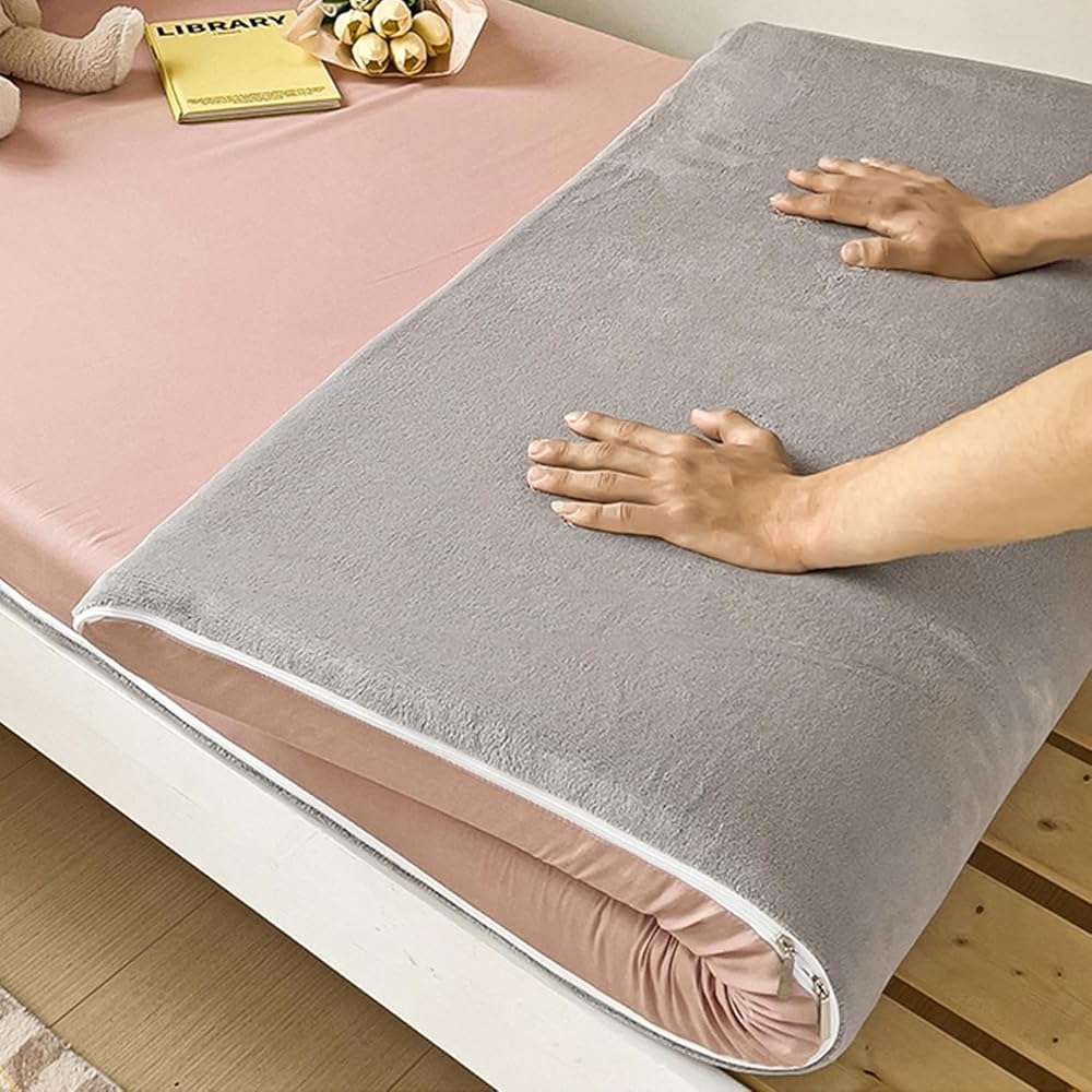 Japanese Floor Mattress Cover with Zipper,100% Cotton Cover for Traditional Shikibuton Futon Mattress, Futon Mattress Protective Cover,Reversible Washable,Pink2,Full/120x200cm - Image 7