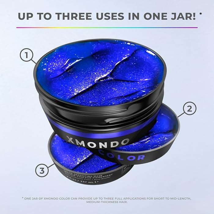 XMONDO Color Super Blue Depositing Mask & Semi-Permanent Hair Dye, Infused with Bond Booster & Hyaluronic Acid for Nourishment, Revitalization & Repair, Vegan Formula, 8 Fl Oz - Image 3