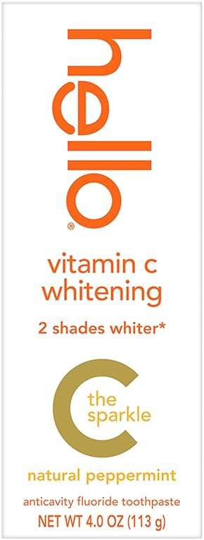 hello Vitamin C Whitening Toothpaste with Fluoride, Whitening SLS Free Toothpaste, Up to 2 Shades Whiter Teeth, No Peroxide, Safe for Everyday Use, Natural Peppermint, 4.0 Oz - Image 1