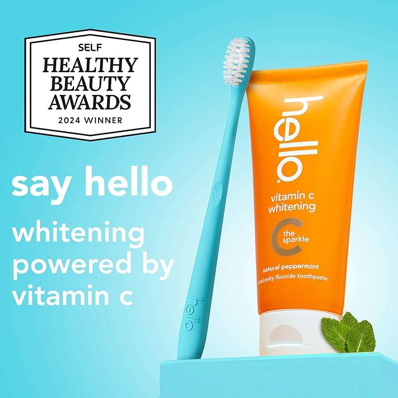 hello Vitamin C Whitening Toothpaste with Fluoride, Whitening SLS Free Toothpaste, Up to 2 Shades Whiter Teeth, No Peroxide, Safe for Everyday Use, Natural Peppermint, 4.0 Oz - Image 2
