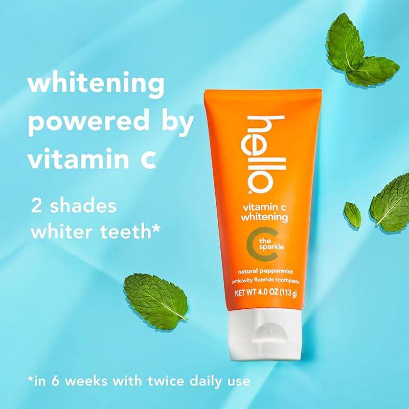 hello Vitamin C Whitening Toothpaste with Fluoride, Whitening SLS Free Toothpaste, Up to 2 Shades Whiter Teeth, No Peroxide, Safe for Everyday Use, Natural Peppermint, 4.0 Oz - Image 4