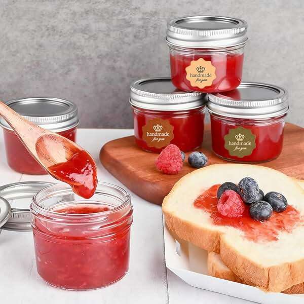 TUZAZO 4 oz Mini Mason Jars with Lids 8 Pack, 4oz Small Glass Mason Canning Jars for Jam Jelly Yogurt Dessert, Shower Wedding Favors Decor - Image 2