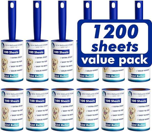 1200 Sheets Lint Roller with 6 Upgraded Handles (6 Rollers + 6 Refill), Mage Value Set Sticky Lint Rollers for Pet Hair, Portable Pet Hair Remover for Clothes, Furniture, Carpet, Dog and Cat - Image 1