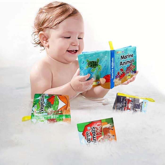 Dr.Rapeti 8-Pack Soft Cloth Books Baby Bath Books Crinkle Washable Chewable Early Educational Preschool Learning Giftable for Infant Toddler Kid - Image 2