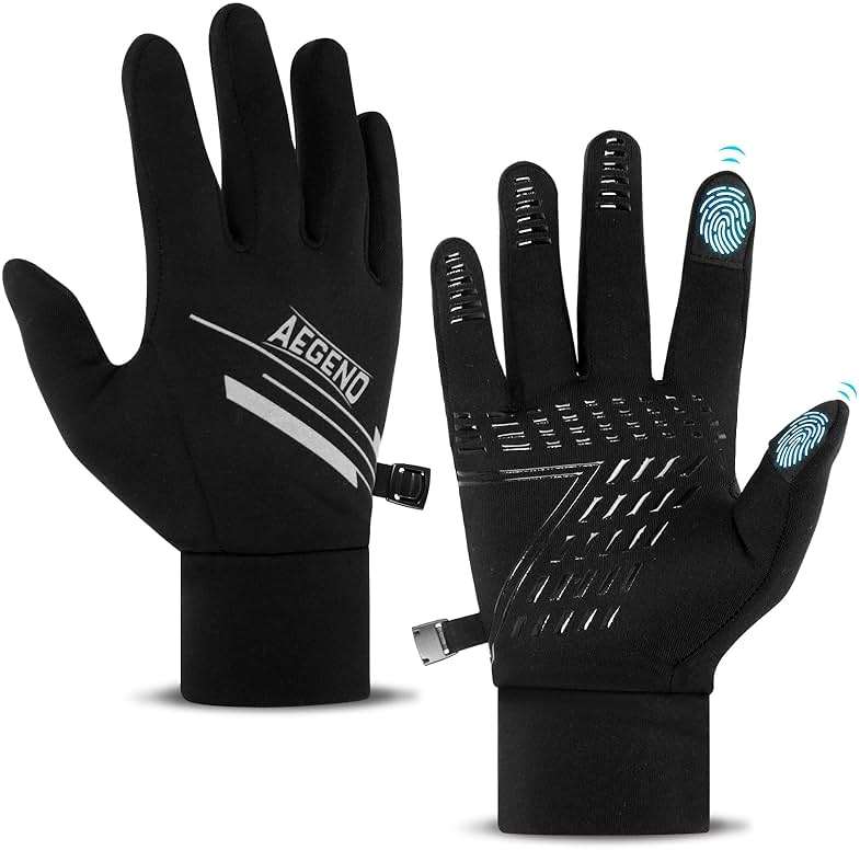 Aegend Lightweight Winter Gloves for Men Women, Warm Running Gloves Touchscreen Thermal Glove Liners for Cold Weather Driving, Cycling & Hiking, Non-Slip, Elastic Cuff, Stretchy, Durable - Image 1