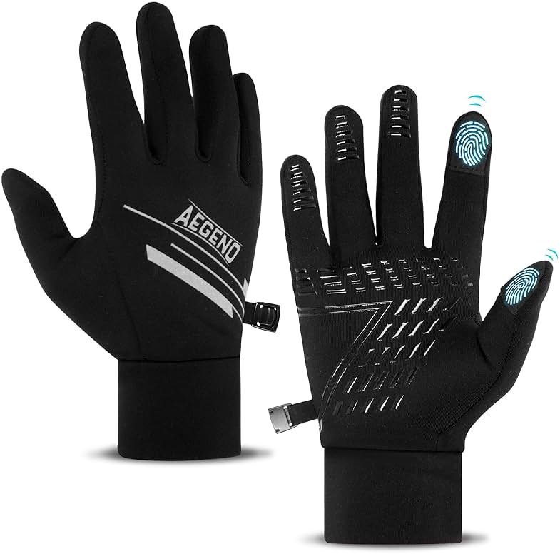 Aegend Lightweight Winter Gloves for Men Women, Warm Running Gloves Touchscreen Thermal Glove Liners for Cold Weather Driving, Cycling & Hiking, Non-Slip, Elastic Cuff, Stretchy, Durable - Product Image