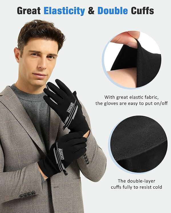 Aegend Lightweight Winter Gloves for Men Women, Warm Running Gloves Touchscreen Thermal Glove Liners for Cold Weather Driving, Cycling & Hiking, Non-Slip, Elastic Cuff, Stretchy, Durable - Image 6