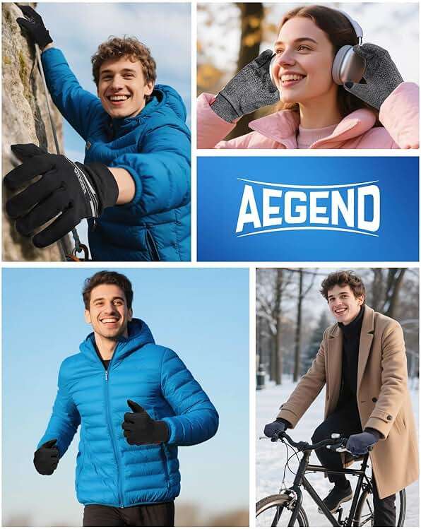 Aegend Lightweight Winter Gloves for Men Women, Warm Running Gloves Touchscreen Thermal Glove Liners for Cold Weather Driving, Cycling & Hiking, Non-Slip, Elastic Cuff, Stretchy, Durable - Image 7