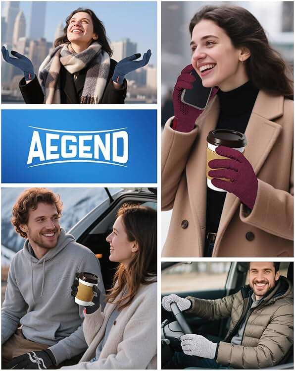 Aegend Lightweight Winter Gloves for Men Women, Warm Running Gloves Touchscreen Thermal Glove Liners for Cold Weather Driving, Cycling & Hiking, Non-Slip, Elastic Cuff, Stretchy, Durable - Image 8