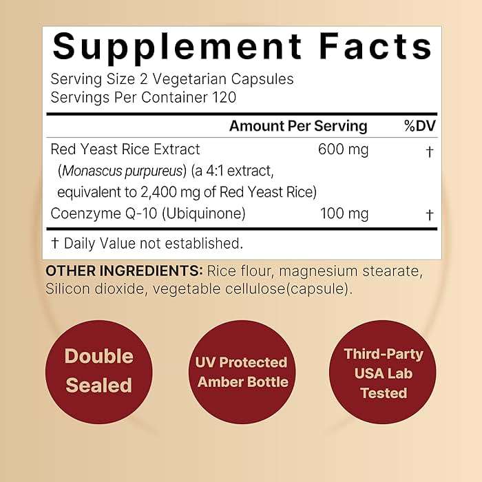 NatureBell Red Yeast Rice with CoQ10-240 Vegetarian Capsules - for Heart Health, Energy Support, Brain Wellness & Antioxidant Support* - Image 2