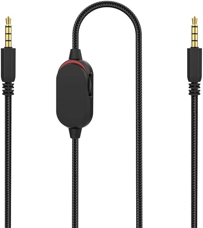 AW920H Detachable Gaming Headset Cable Compatible with Alienware AW720H AW310H AW510H 988 Alienware Dell Gaming Headset,Nylon Braided Wire with Inline Mute Switch and Volume Controller(5.5ft) - Image 1