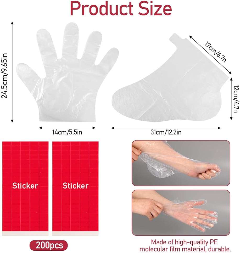 200 Pcs Paraffin Wax Liners for Feet and Hand, Disposable Paraffin Bath Liners Plastic Hand and Foot Bags for Hand & Feet Thermal Hot Wax Therapy SPA Paraffin Wax Machine,Larger and Thicker - Image 4