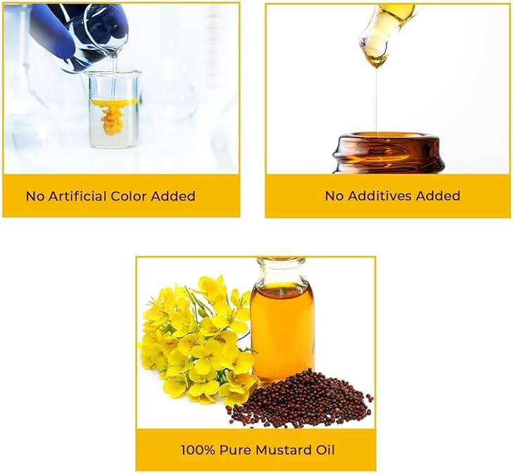 Nihar Naturals Kacchi Ghani Mustard Oil| Cold Pressed| 100% Pure Mustard Oil| For Skin, Hair Care & Body Massage| Enriched with Omega 3 & Natural Anti-Oxidants| 33.8 Fl.oz. - Image 6