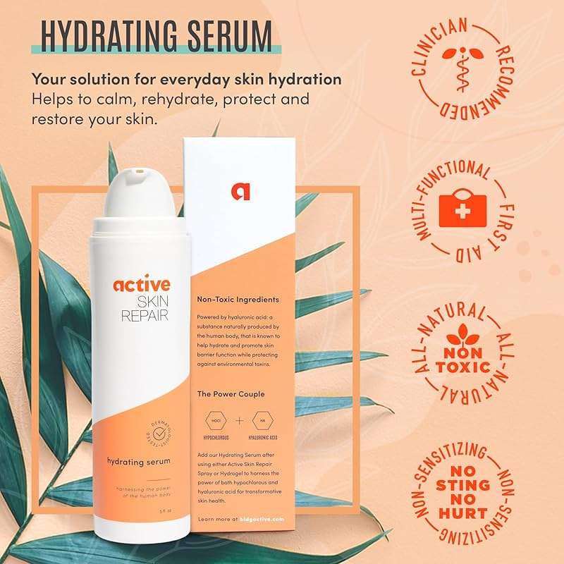 Active Skin Repair Face and Body Hydrating Serum, EWG Certified Hyaluronic Acid for All Skin Types, Dermatologist-Tested Moisturizing Anti-Aging Serum with Ceramides & Niacinamide, 5 fl. oz. - Image 2