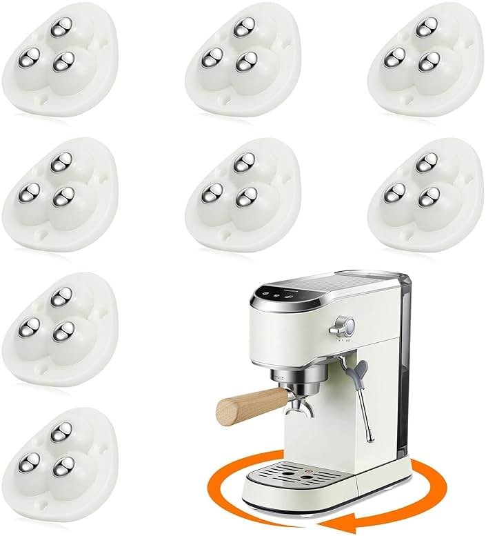 TRVL FIELDER Self Adhesive Caster Wheels, Appliance Slider Appliance Rollers for Kitchen Countertop, 360° Mini Universal Casters Counter Small Slider Roller for Coffee Maker, Air Fryer (White, 8 PCS) - Product Image