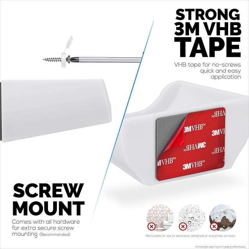 Drill Free Wall Mount for EERO 6+, 6 Plus Router (ONLY Works with 6 Plus), Strong VHB Adhesive, Easy to Install, Reduce Interference & Increase Range, Stick On & Screw-in Mounting by Brainwavz - Image 3