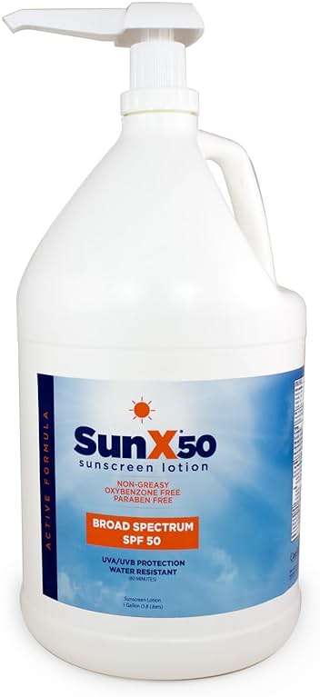 CoreTex Sun X 50 SPF Broad Spectrum Sunscreen Lotion - 1 Gallon Jug & Pump Bottle of Paraben, Oxybenzone, Octinoxate, & Oil Free Sunscreen - No White Cast and Water Resistant Up to 80 Minutes - Image 1
