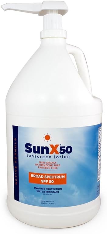 CoreTex Sun X 50 SPF Broad Spectrum Sunscreen Lotion - 1 Gallon Jug & Pump Bottle of Paraben, Oxybenzone, Octinoxate, & Oil Free Sunscreen - No White Cast and Water Resistant Up to 80 Minutes - Product Image