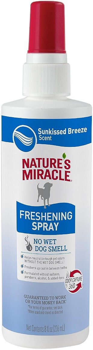 Nature's Miracle Freshening Spray For Dogs Freshens Dog’s Coat Between Baths And Neutralizes Tough Odors With Sunkissed Breeze Scent, 8 Ounces - Product Image