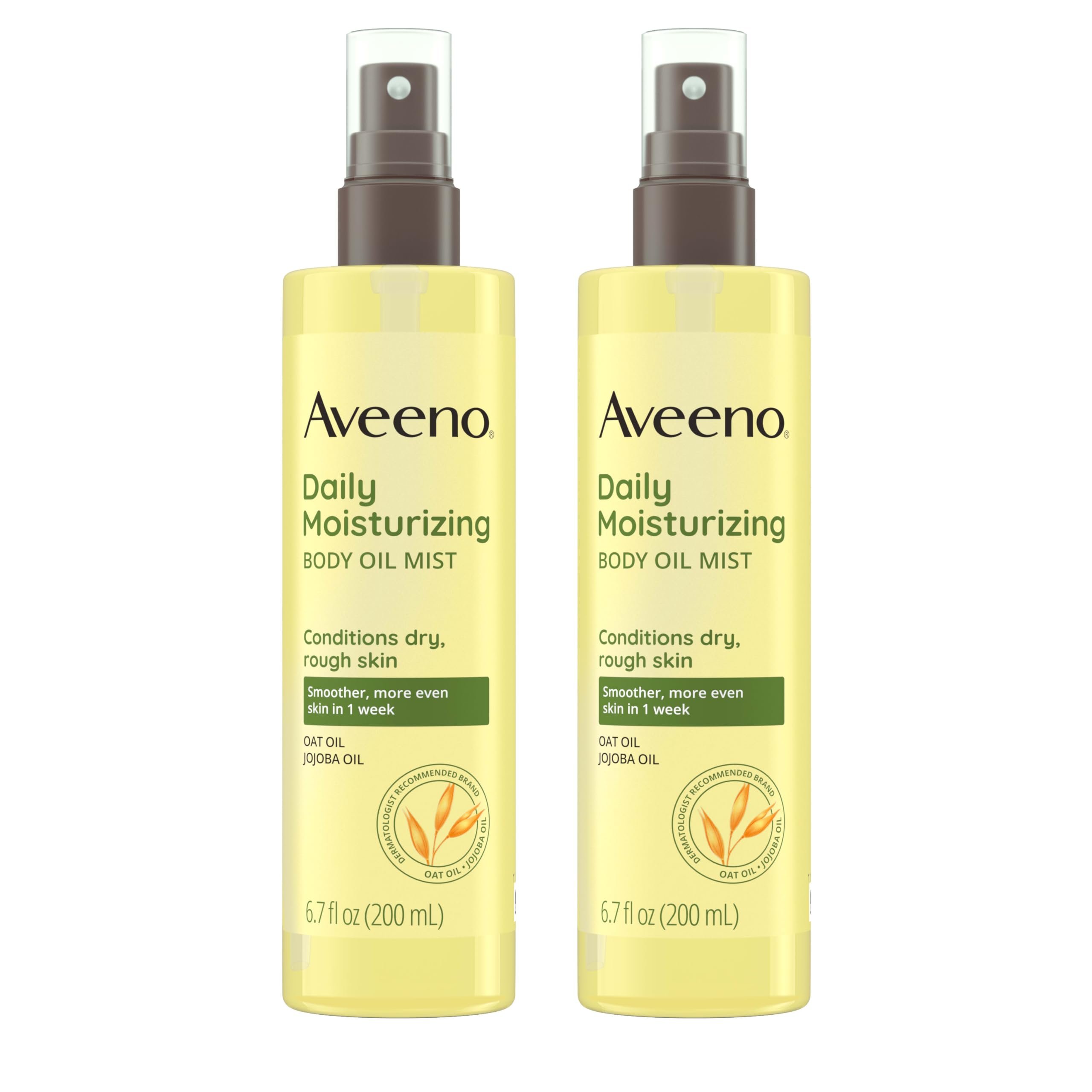 Aveeno Daily Moisturizing Body Oil Mist with Oat & Jojoba Oil for Dry Sensitive Skin, Nourishing Body Spray for Smoother Skin, Paraben-, Silicone- & Alcohol-Free, Twin Pack, 6.7 fl. oz, 2 Pack - Product Image