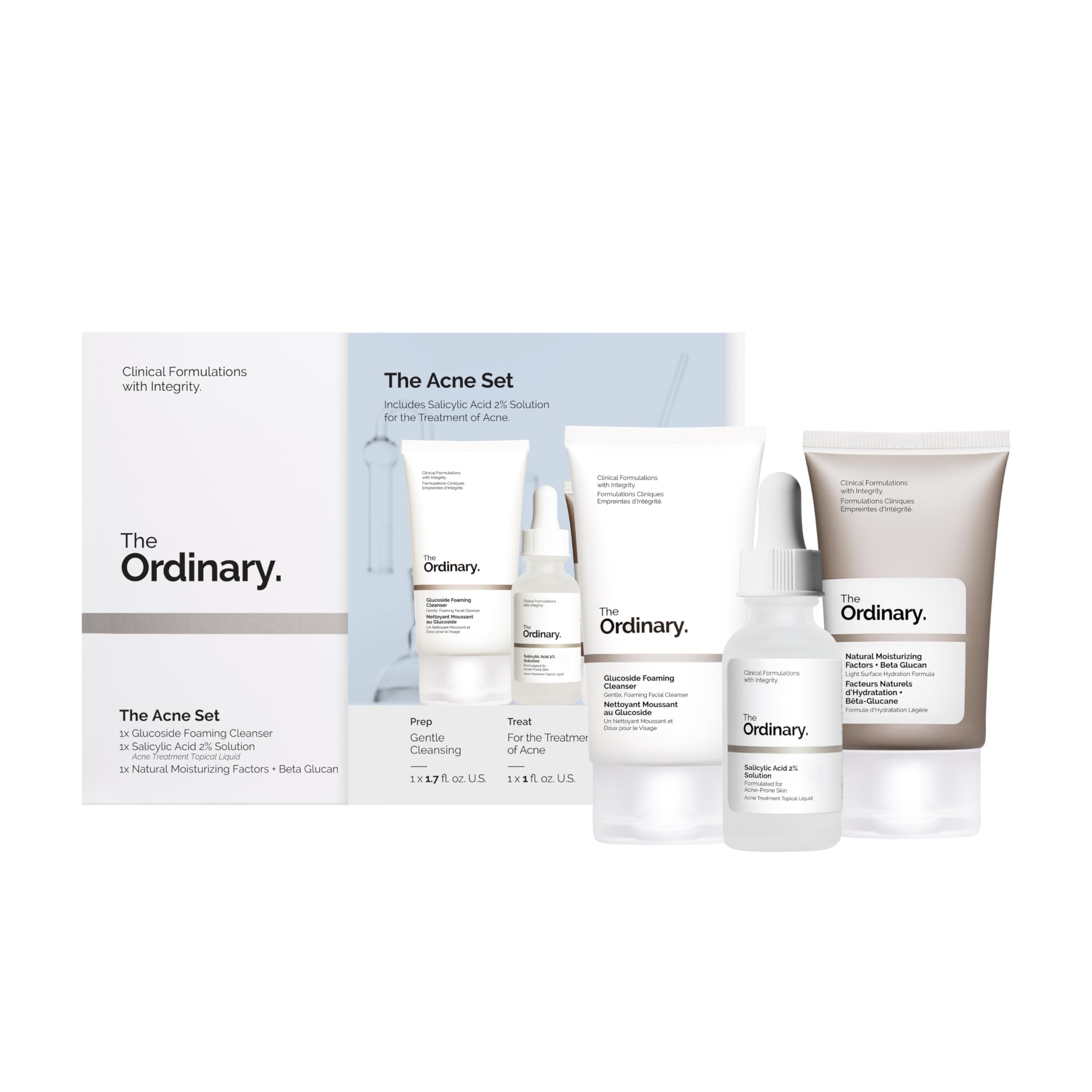 The Ordinary The Acne Set, 3-Step Skin Regimen with Glucoside Foaming Cleanser, Salicylic Acid 2% Solution, and Natural Moisturizing Factors + Beta Glucan | Skin Care Set - Product Image