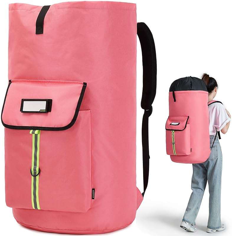 SUOVOCK laundry bag backpack,extra-large heavy duty laundry bags,laundry backpack for college students,drawstring closure (bright red Laundry Backpack) - Image 1