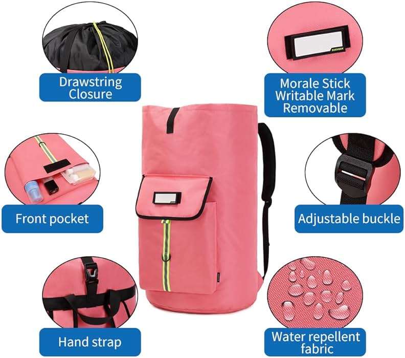 SUOVOCK laundry bag backpack,extra-large heavy duty laundry bags,laundry backpack for college students,drawstring closure (bright red Laundry Backpack) - Image 4
